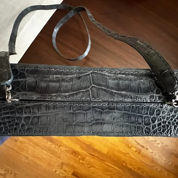 Nancy Gonzalez Crocodile Slate Blue Rectangular Prism Bag - Picture 4 of 8